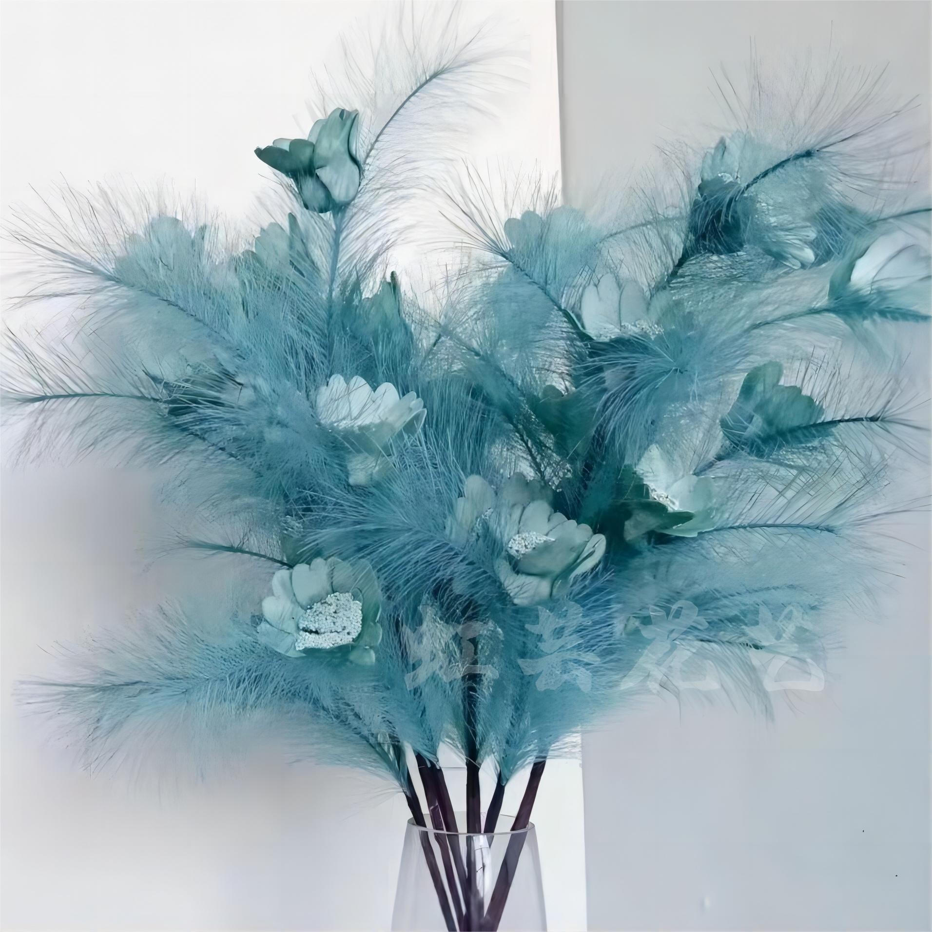家居仿真玫瑰假花婚礼堂布景装饰插花房间客厅摆放花束仿真芦苇草