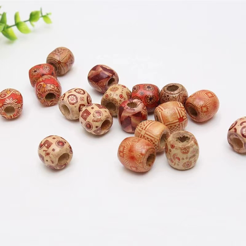 【四喜DIY】手工饰品混装diy16*17mm彩绘木珠子23*8mm爆花米珠混色