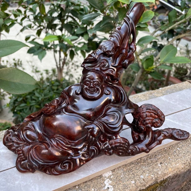 海黄紫油梨弥勒佛摆件
