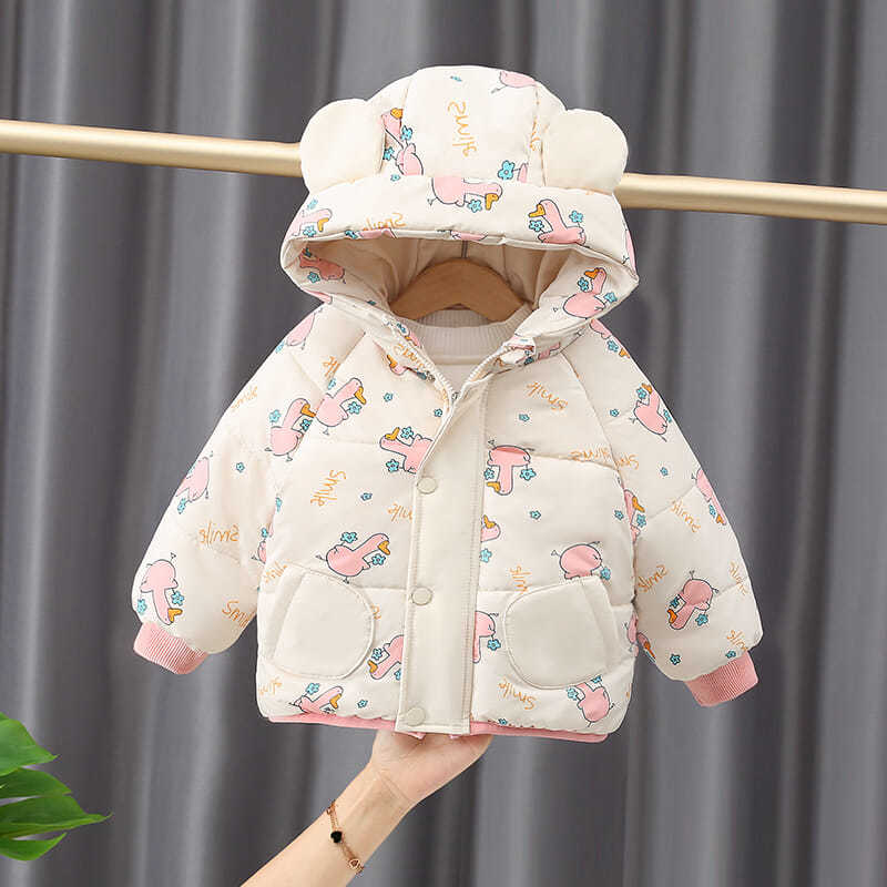 巴拉拉吧女童棉服加绒加厚儿童小棉袄一岁到六岁女宝宝冬装外套婴