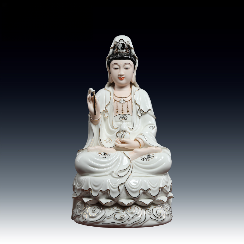 七珍 陶瓷摆件《慈/航/真/人》慈航普渡圆通自在天尊观/音客厅摆件