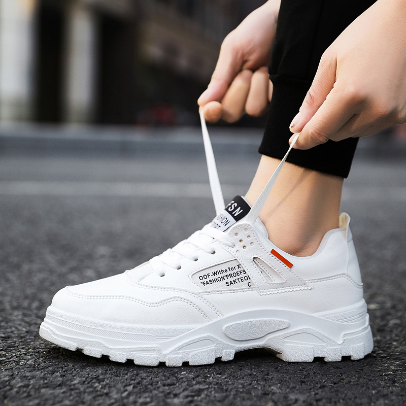 安踏神行2024秋季新款休闲运动鞋男鞋增高板鞋白鞋老爹鞋透气小白