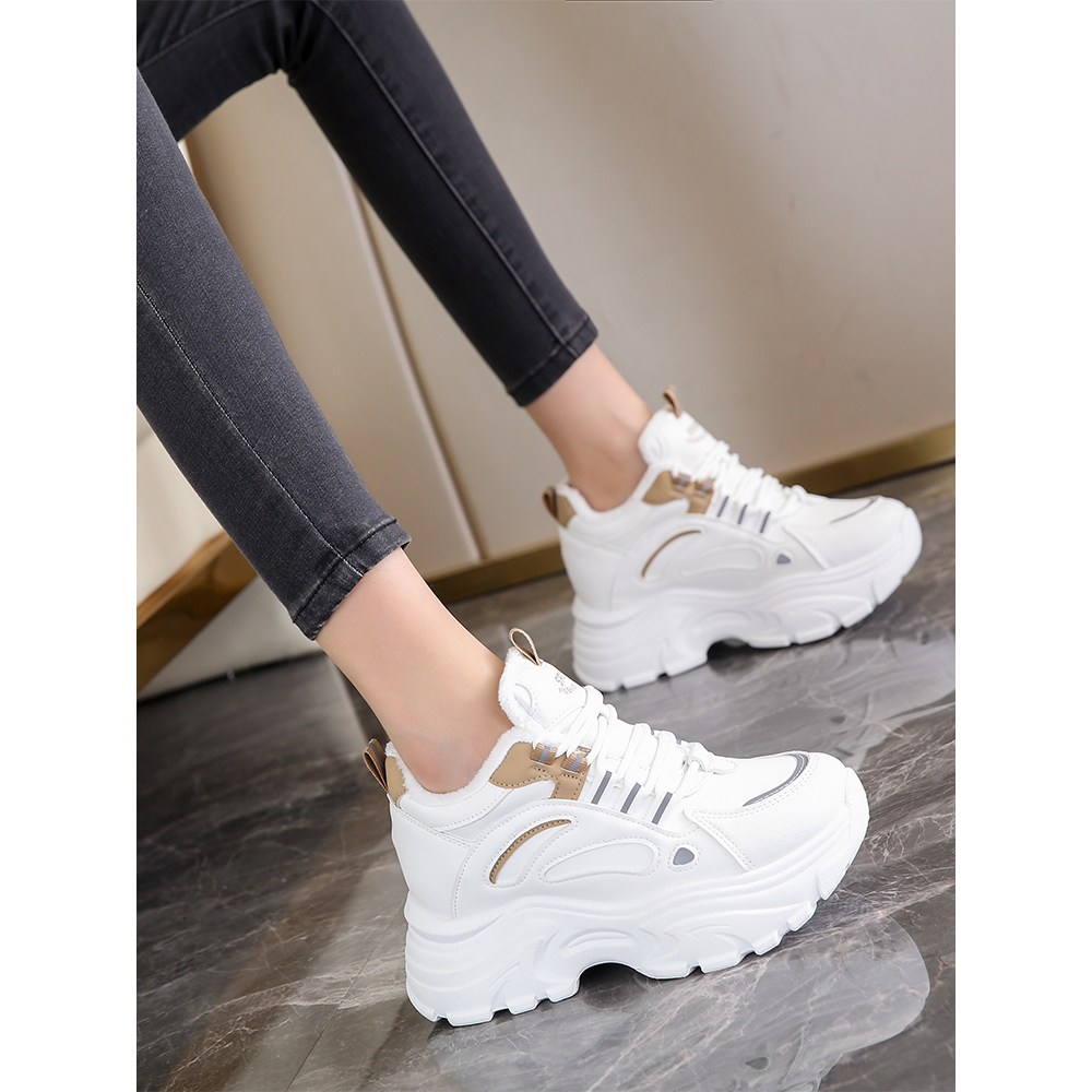 安踏神行内增高老爹鞋女2024秋新款冬季加绒保暖小个子百搭厚底休