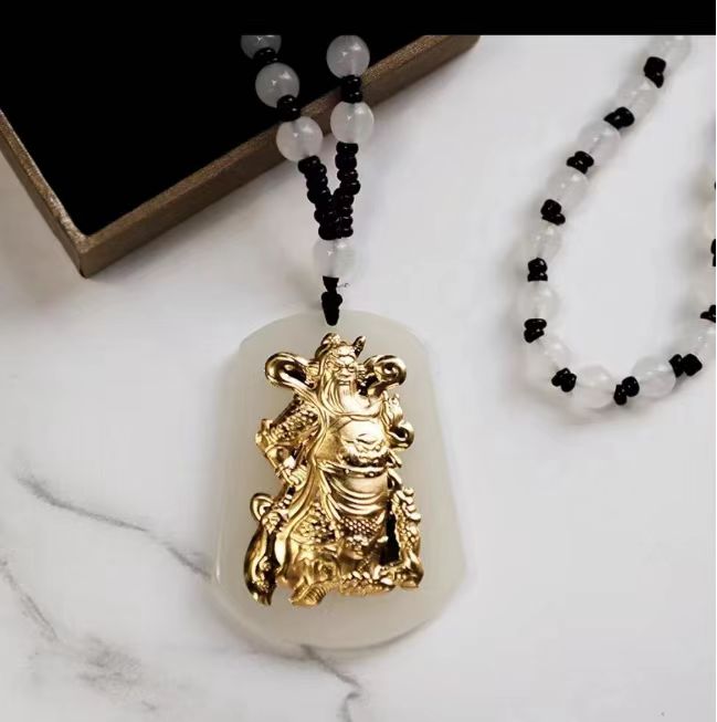 足金 999 古法鎏金 义薄云天关公吊坠（一物一证）