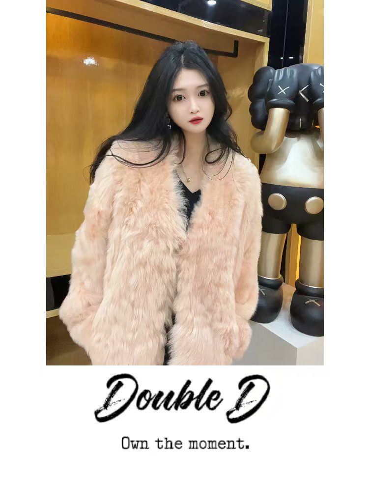 Double D“堇年纸鸢”原生态皮毛一体海宁轻奢百搭甜美女装外套