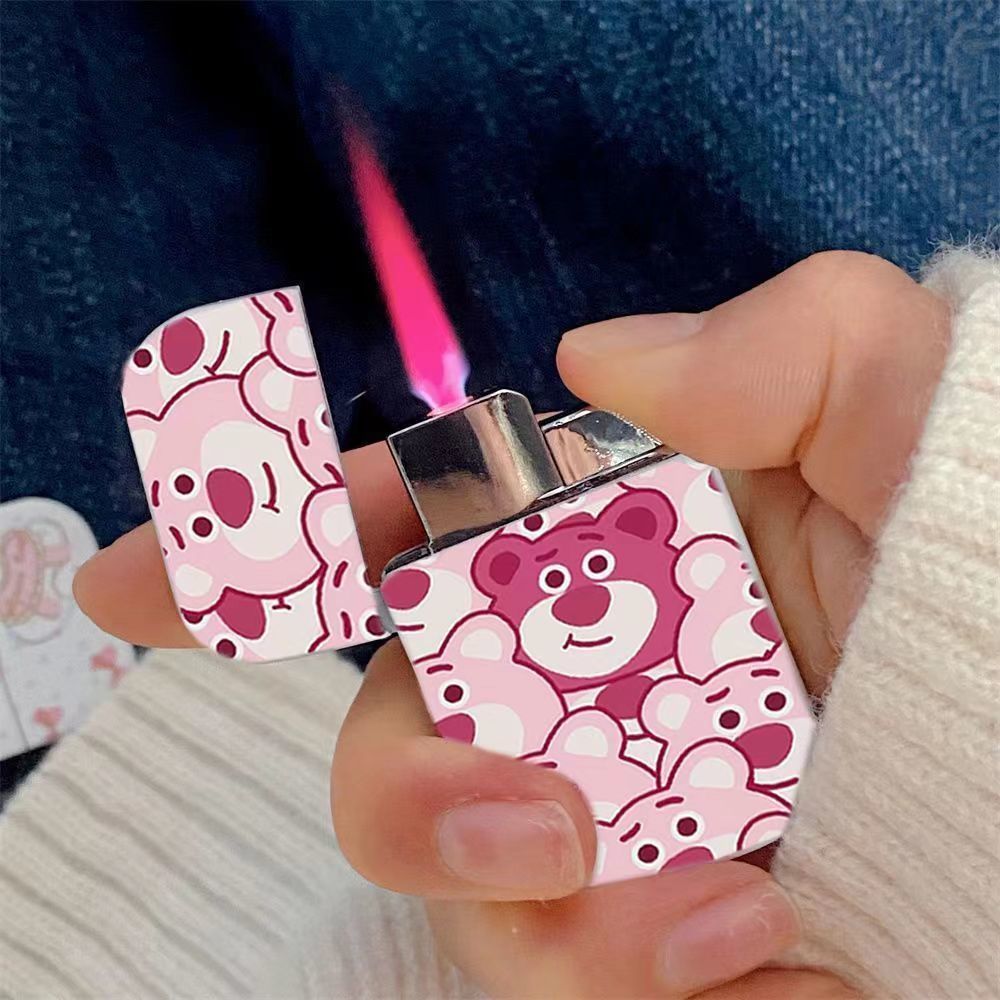 新款玉桂狗HelloKitty网红充气打火机可爱卡通粉色火焰创意防风礼