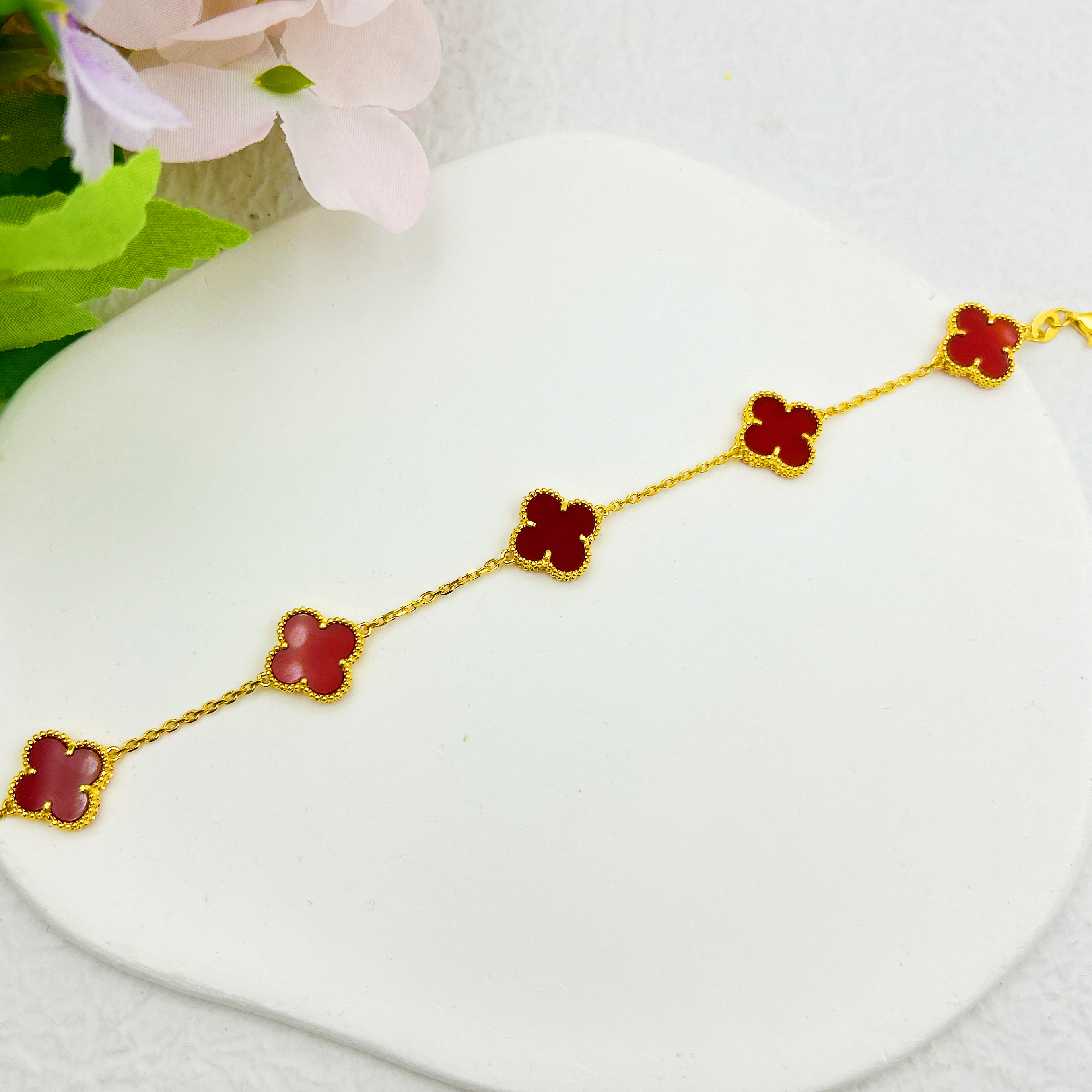 足金999 幸运四叶草五花手链系列 5G工艺黄金 A2