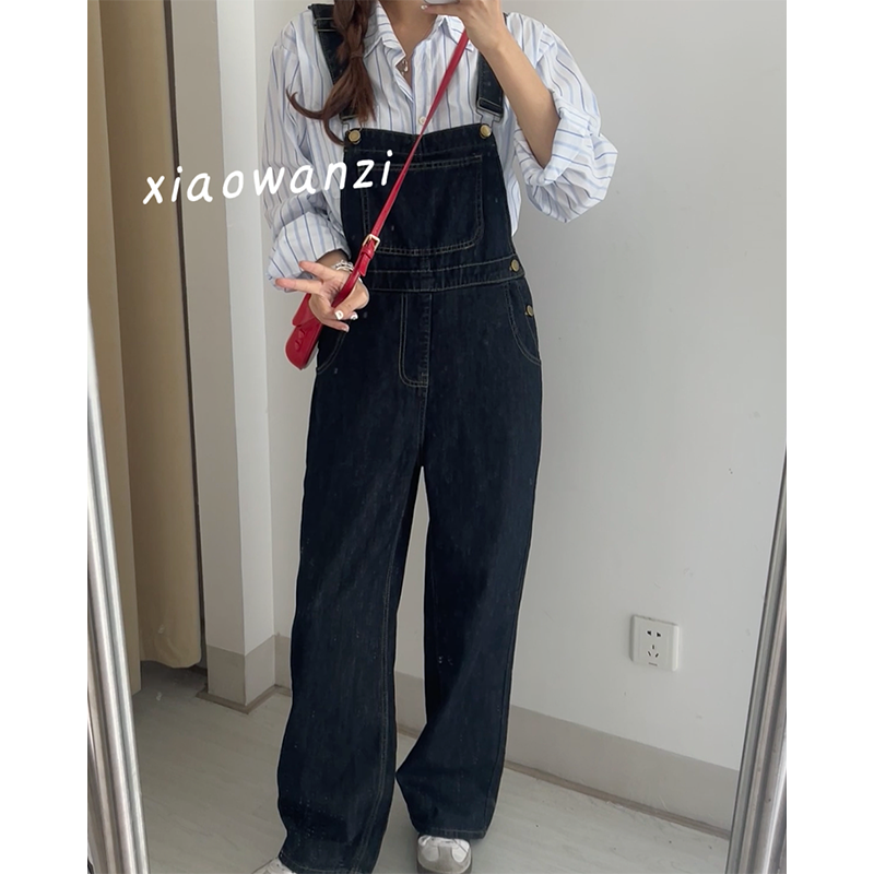 清清清！！牛仔背带裤女连体裤2024显瘦显高新款长裤阔腿裤