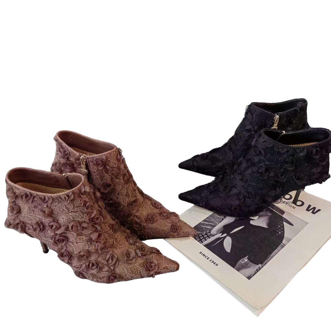 短靴细跟气质时尚尖头