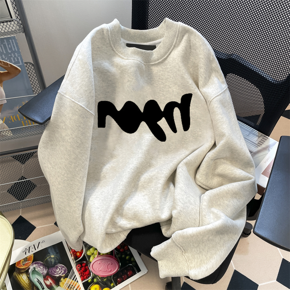 美式oversize潮牌卫衣男女春秋冬季休闲加绒印花休闲情侣上衣外套