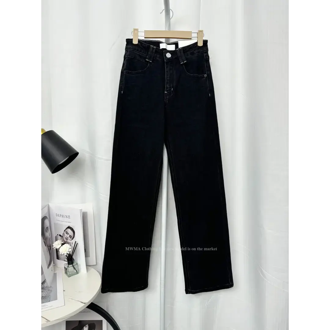 SU【995】63花素素MWMA微弹断货王黑色闪标显瘦窄版直筒阔腿牛仔裤~