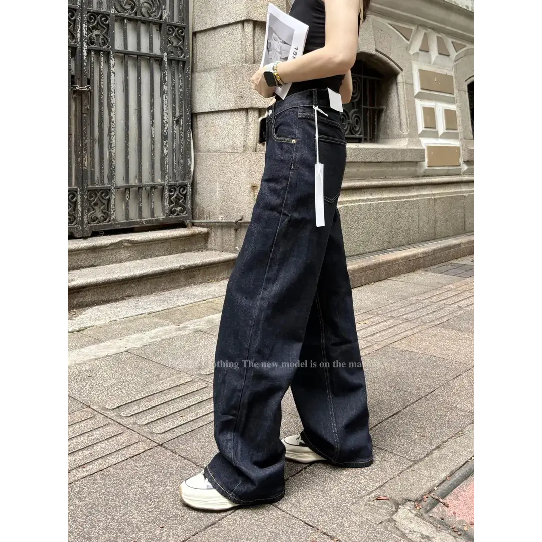 SU【007】花66 愫ZL MWMA加植绒断货王深蓝色粉标窄版直筒牛仔裤