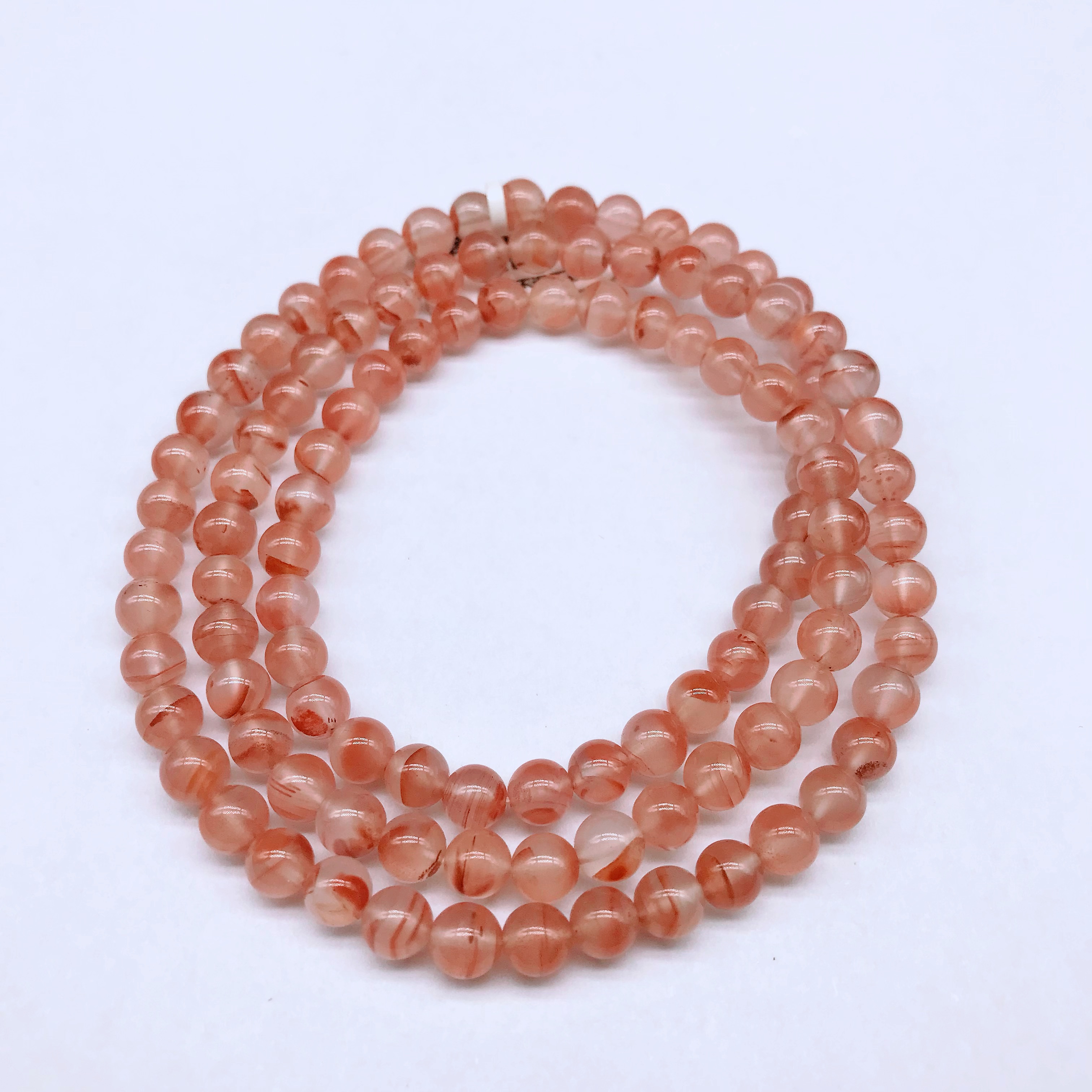 【鼎利源】南红冰飘精美百搭多圈6mm【一条】