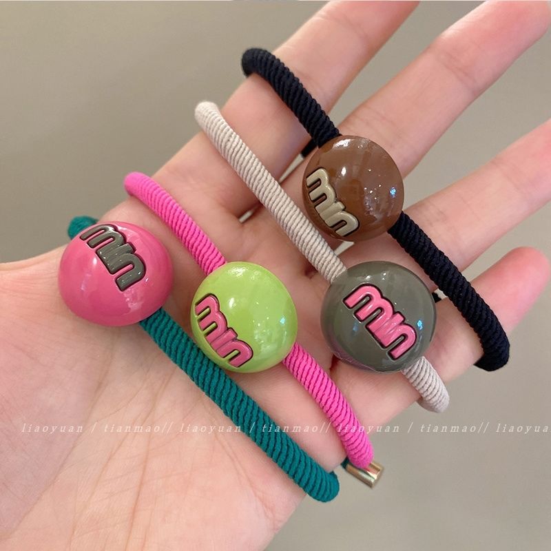 可爱m彩虹豆头绳春夏高弹力耐用橡皮筋女款扎头发高马尾发绳发饰