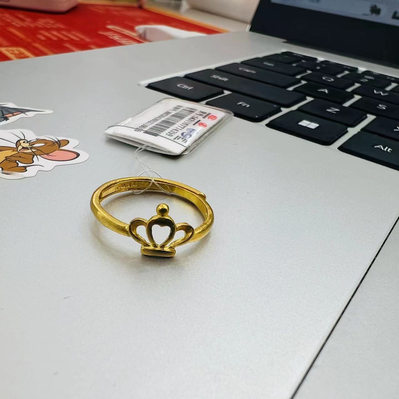 【赛菲尔万足】足金999.9纯金小皇冠戒指金戒指