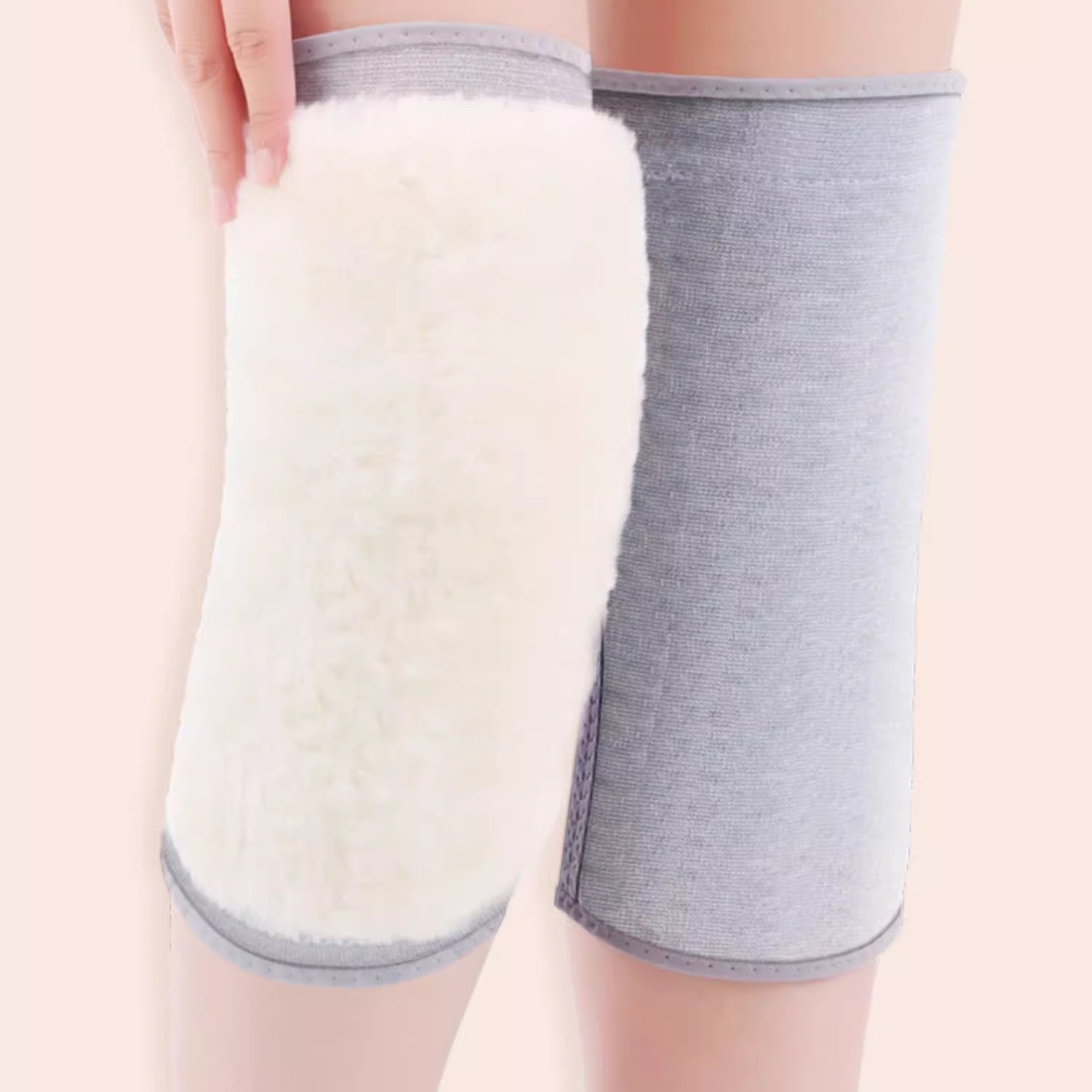 羊皮毛一体护膝保暖腿冷男女士秋冬季加绒加厚骑行车盖套防寒神器