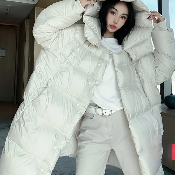 4038羽绒服女中长款秋冬韩版宽松加厚休闲过膝连帽时尚保暖外套潮