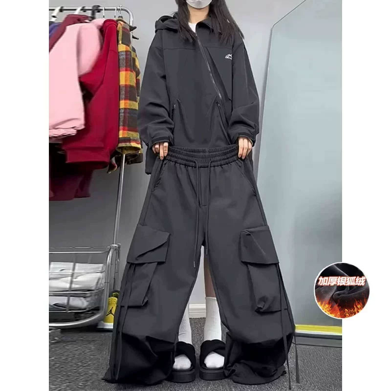 东北零下40度抗寒裤男款潮牌冲锋衣搭配的裤子加绒加厚直筒滑雪裤
