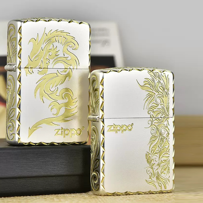 ZIPPO/之宝火机【同城优选】正品精雕龙行天下银金双色火机DY9802ZB