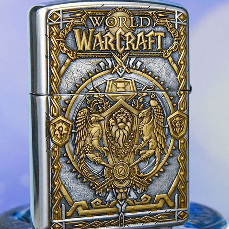 ZIPPO/之宝正版打火机【同城优选】镀银鎏金魔兽世界盔甲浮雕收藏FD