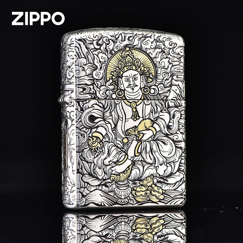 ZIPPO/之宝打火机正版盔甲银金-黄财神火机送礼男士XBL-DYJ1