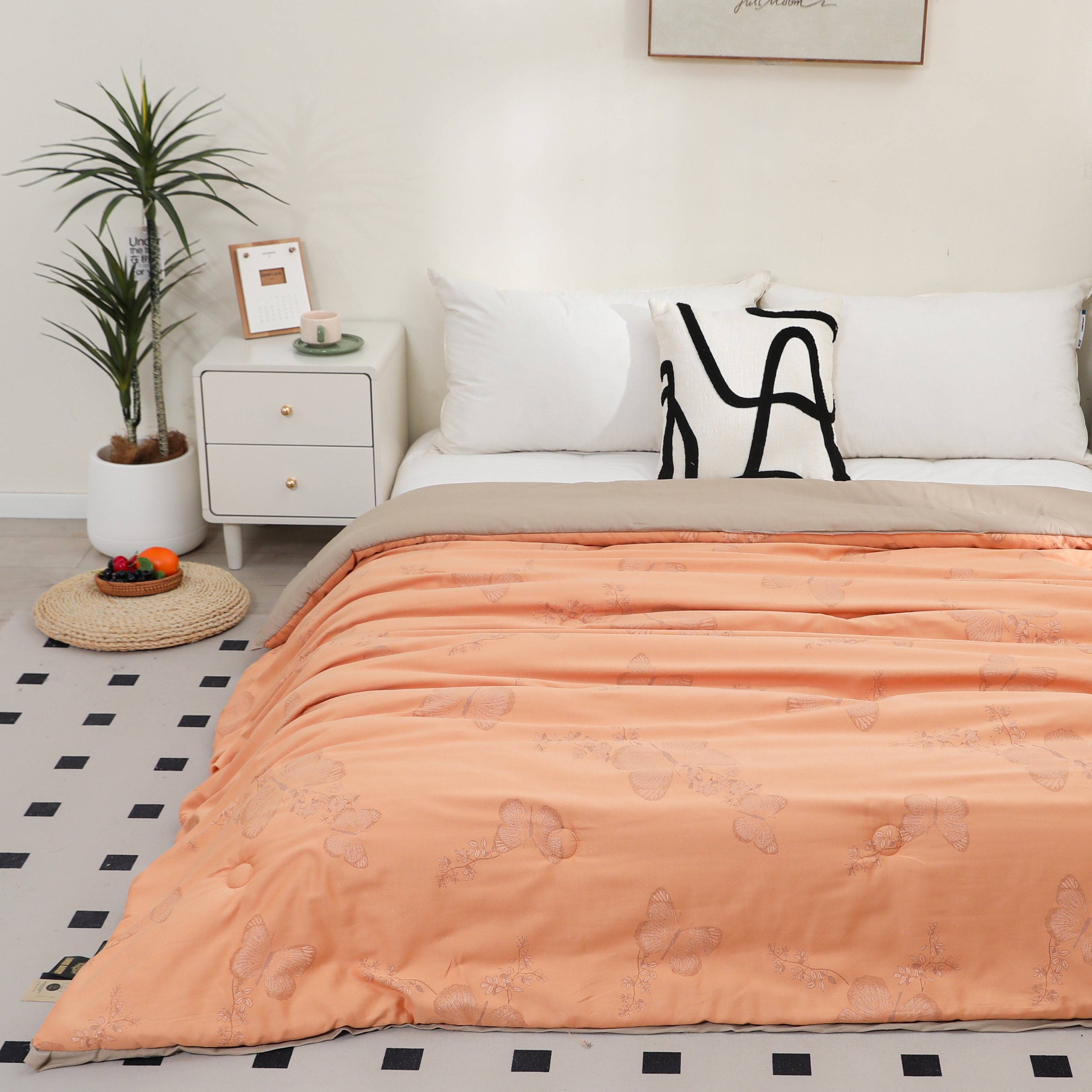 【花枝蝶盖被】2.0*2.3M高端纯棉双层纱柔软亲肤保暖机洗被子