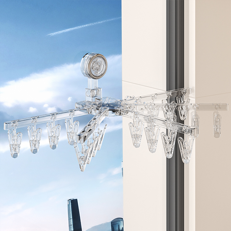 有顾吸盘可折叠晾晒架内衣晾晒架可折叠多功能阳台晒袜子神器