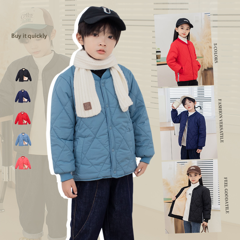 儿童加绒加厚棉服内胆三层夹棉保暖校服神器男童女童冬季百搭外套