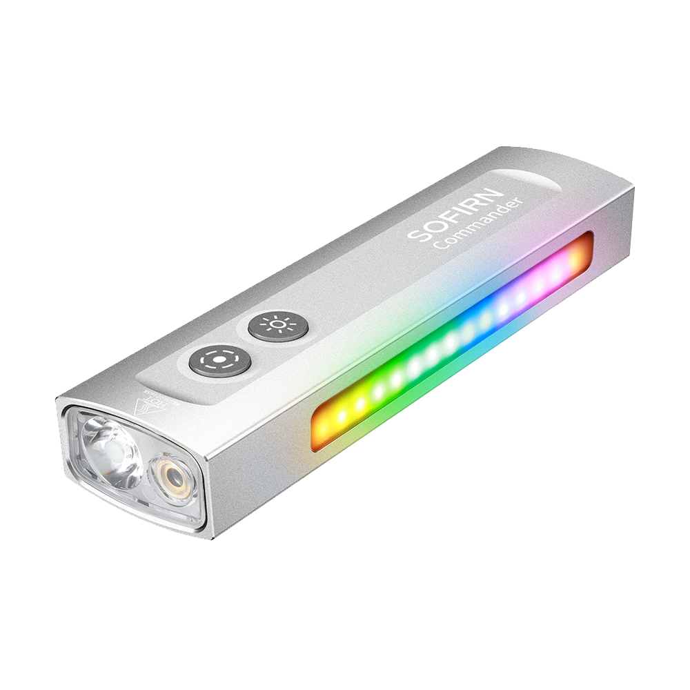 【店播】索菲恩 commander银直筒强光手电筒 侧灯RGB户外照明