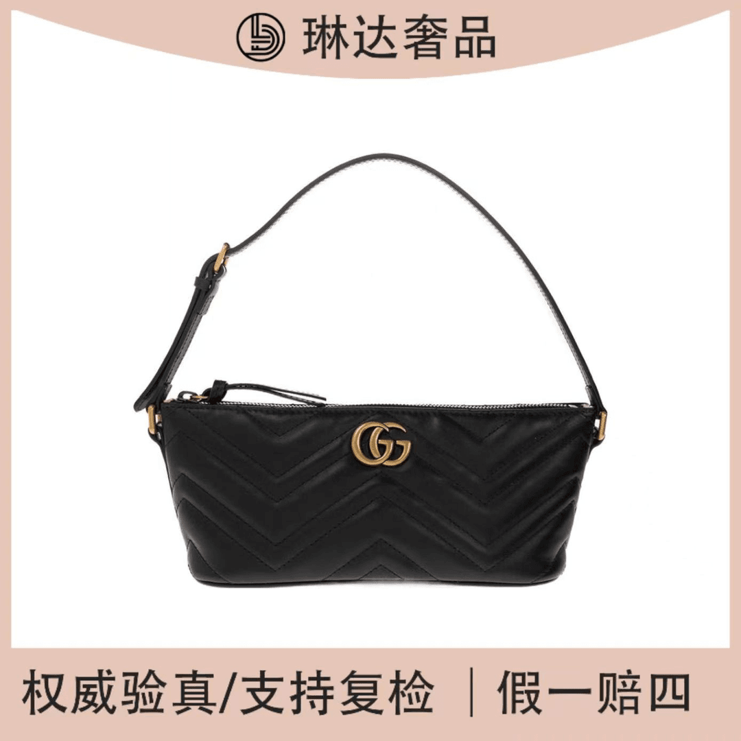 全新未使用 GUCCI/古驰 新款女士黑色马蒙手提腋下单肩包（琳达）