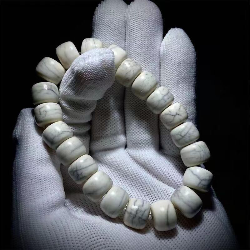 牦牛骨瓷白单圈12毫米复古手串