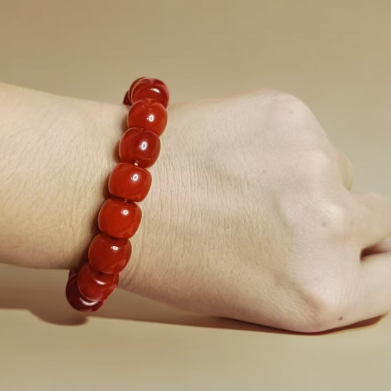 铁琉璃手链 天然串珠菩提手串妃子笑男女红色佛珠时尚珠串女款