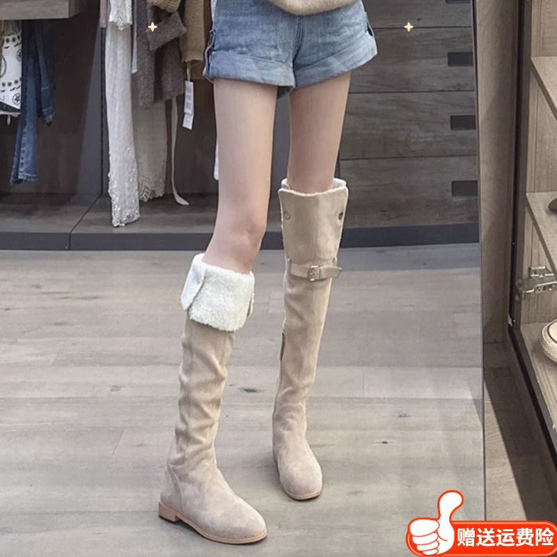 红蜻蜓牌过膝靴女2023新款春秋冬加绒两穿雪地靴高筒长靴显瘦靴子