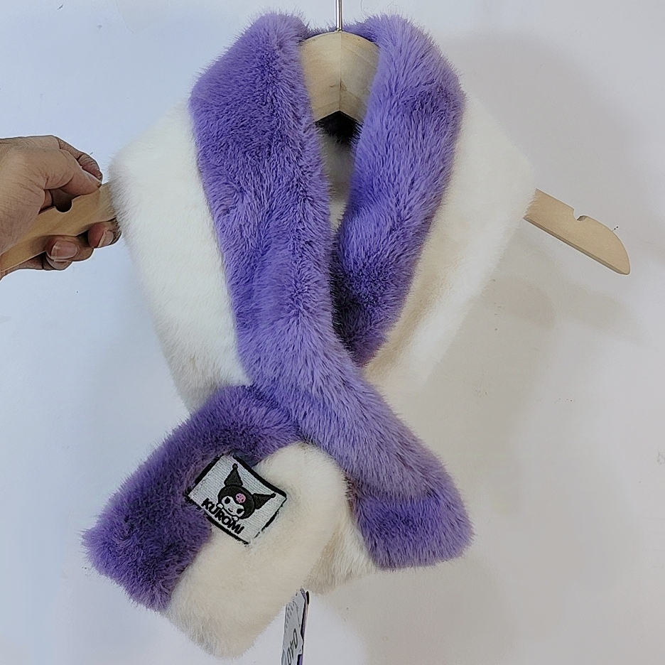 库洛米玉桂狗围巾交叉围脖儿童保暖冬季女生可爱双层加厚卡通防风