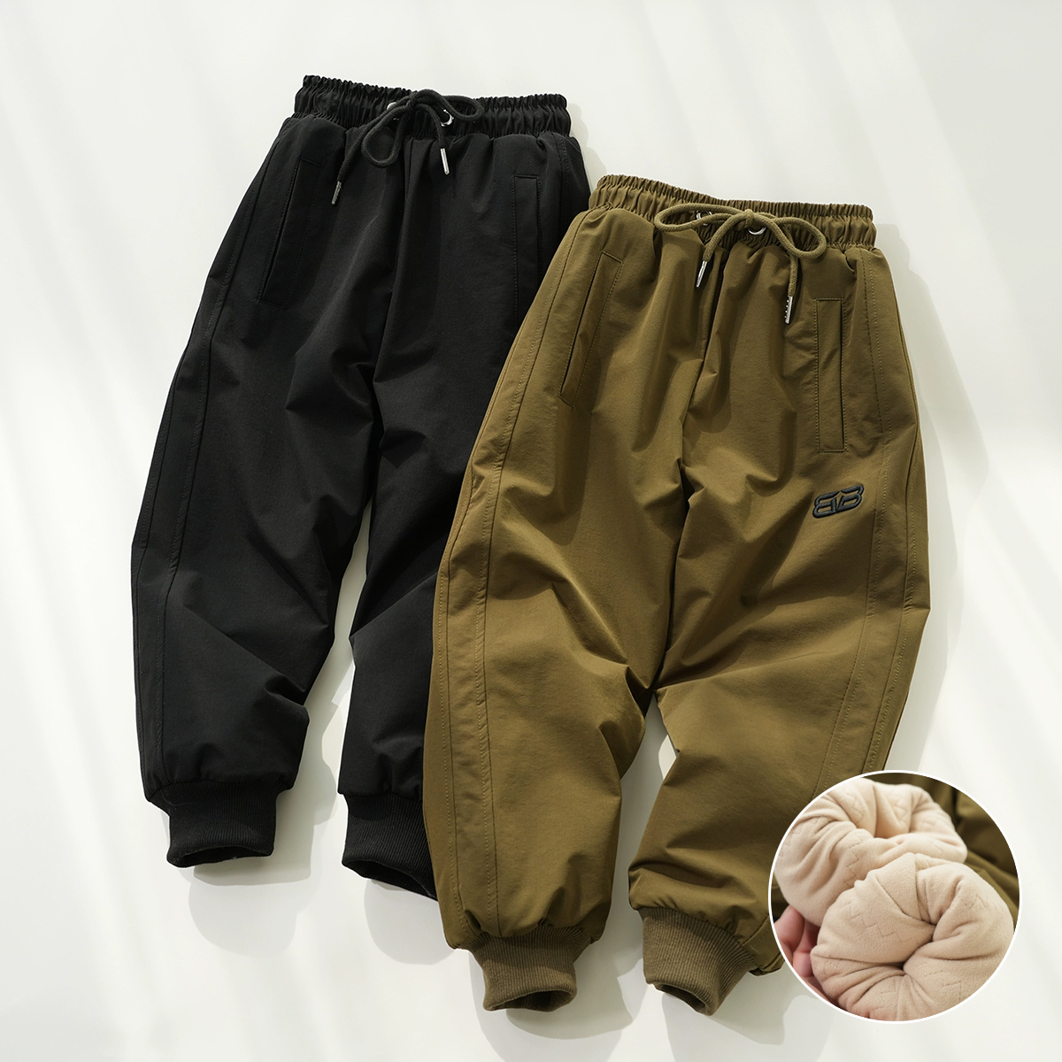 一条过冬儿童夹棉裤子 男女童防风保暖棉裤170中大童冬款 85711