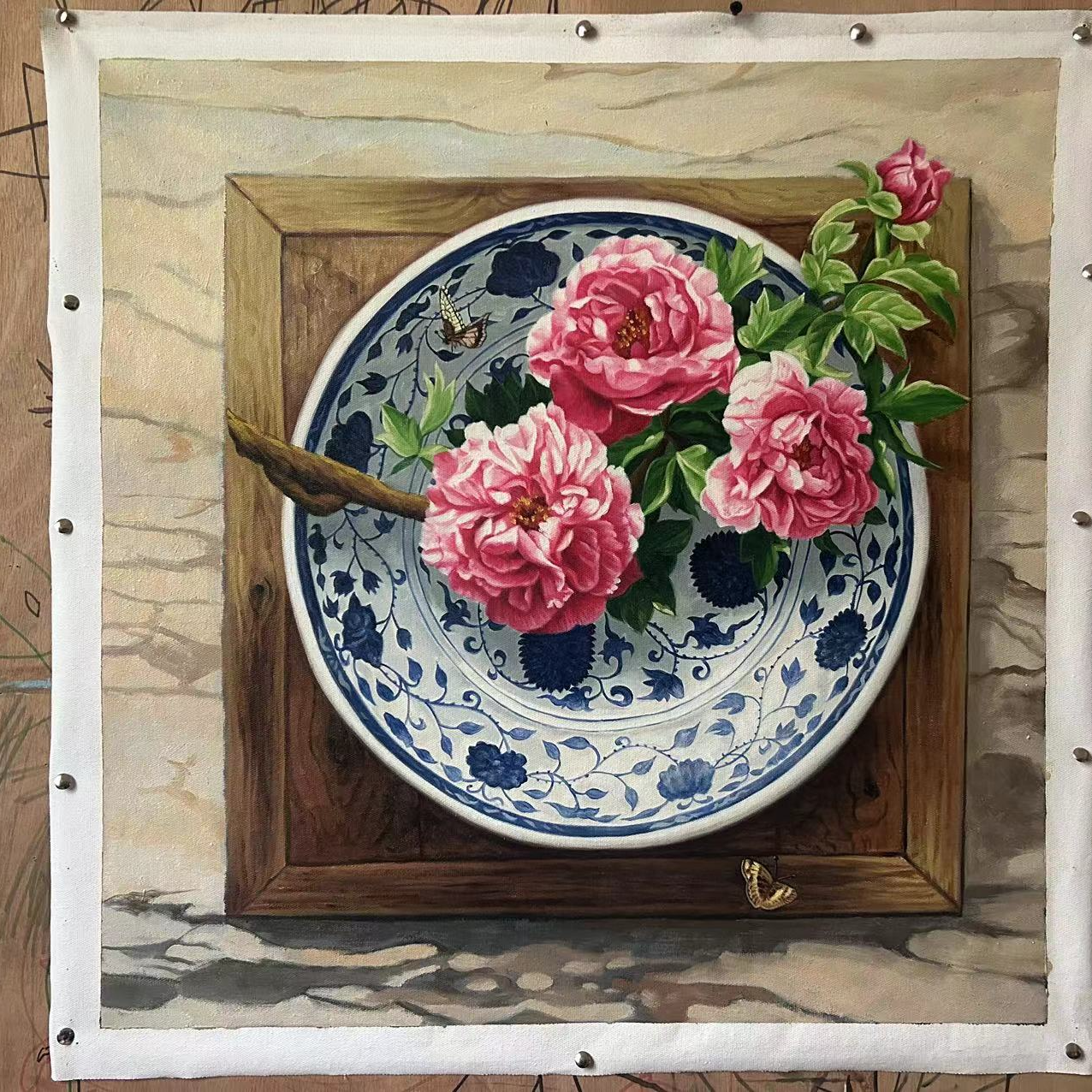 我自己绘制的一幅油画，作品细腻，精致，层次分明，细节刻画到位，