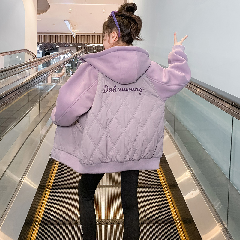 女童外套秋冬装2023新款洋气儿童韩版夹棉加厚冬季开衫棒球服上衣