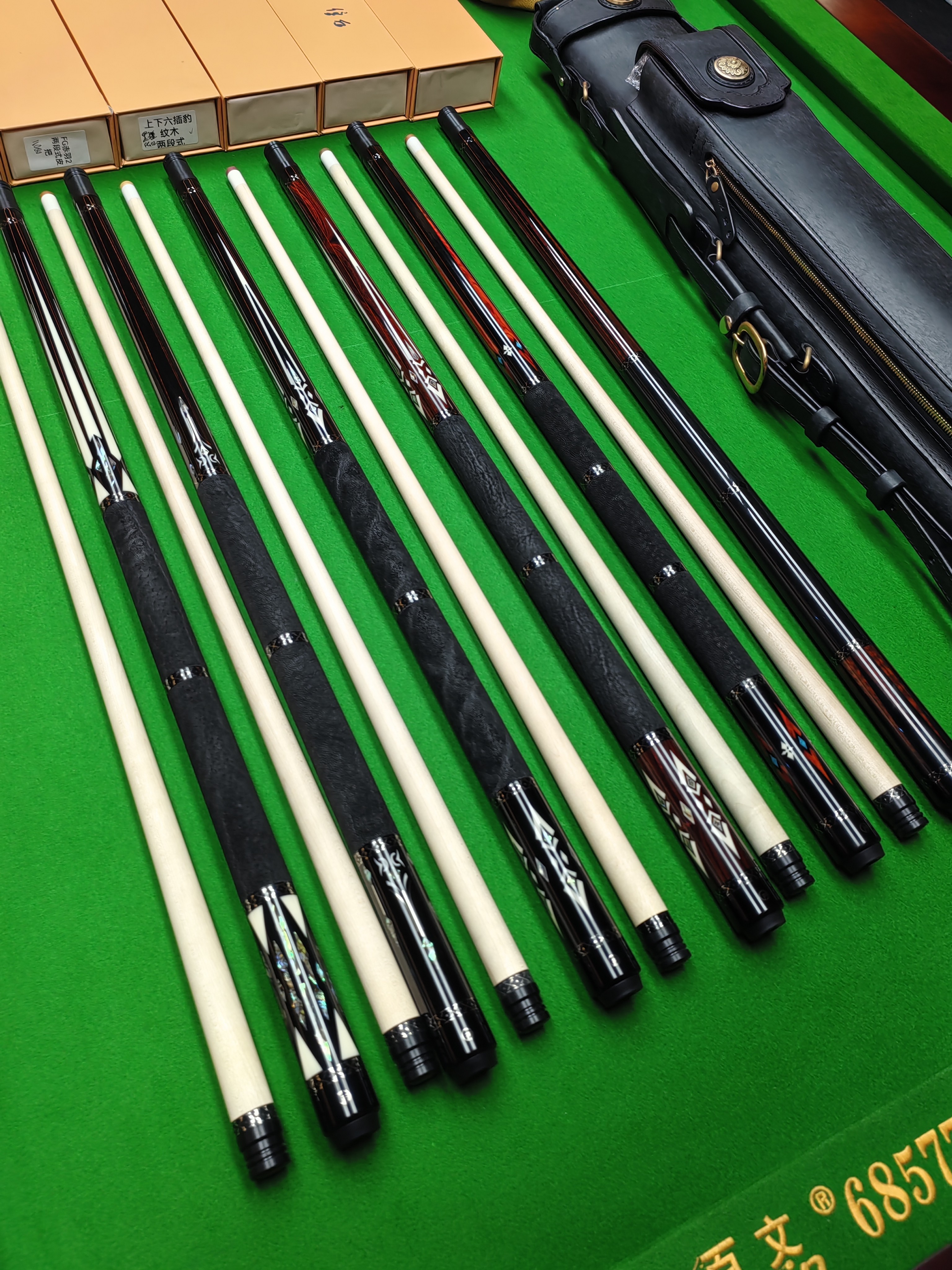 FG福杆 FG02两段式 黑檀或coco木可选 两段式皮把大头台球杆