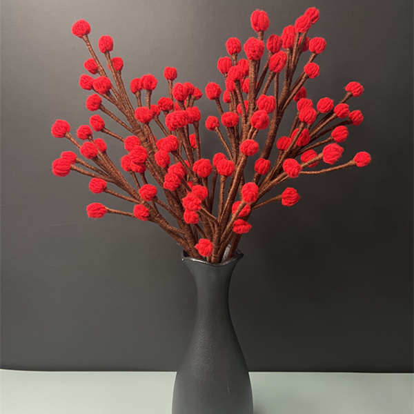 毛线手工编织DIY制作（冬青果材料包）送视频教程，不包括花瓶