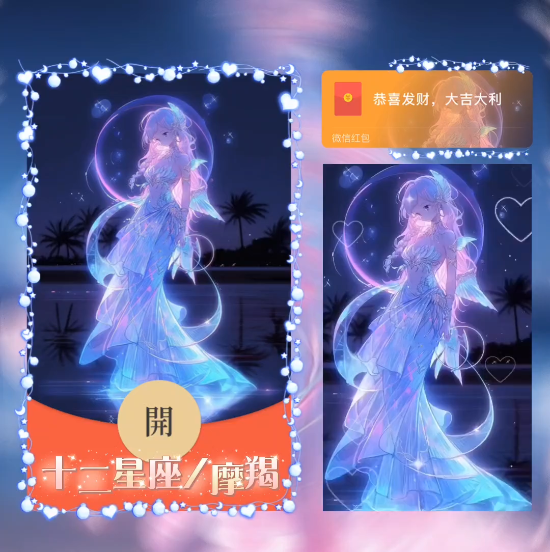 2024年红包封面射手座十二星座情侣款动态皮肤序列号定制设计服务