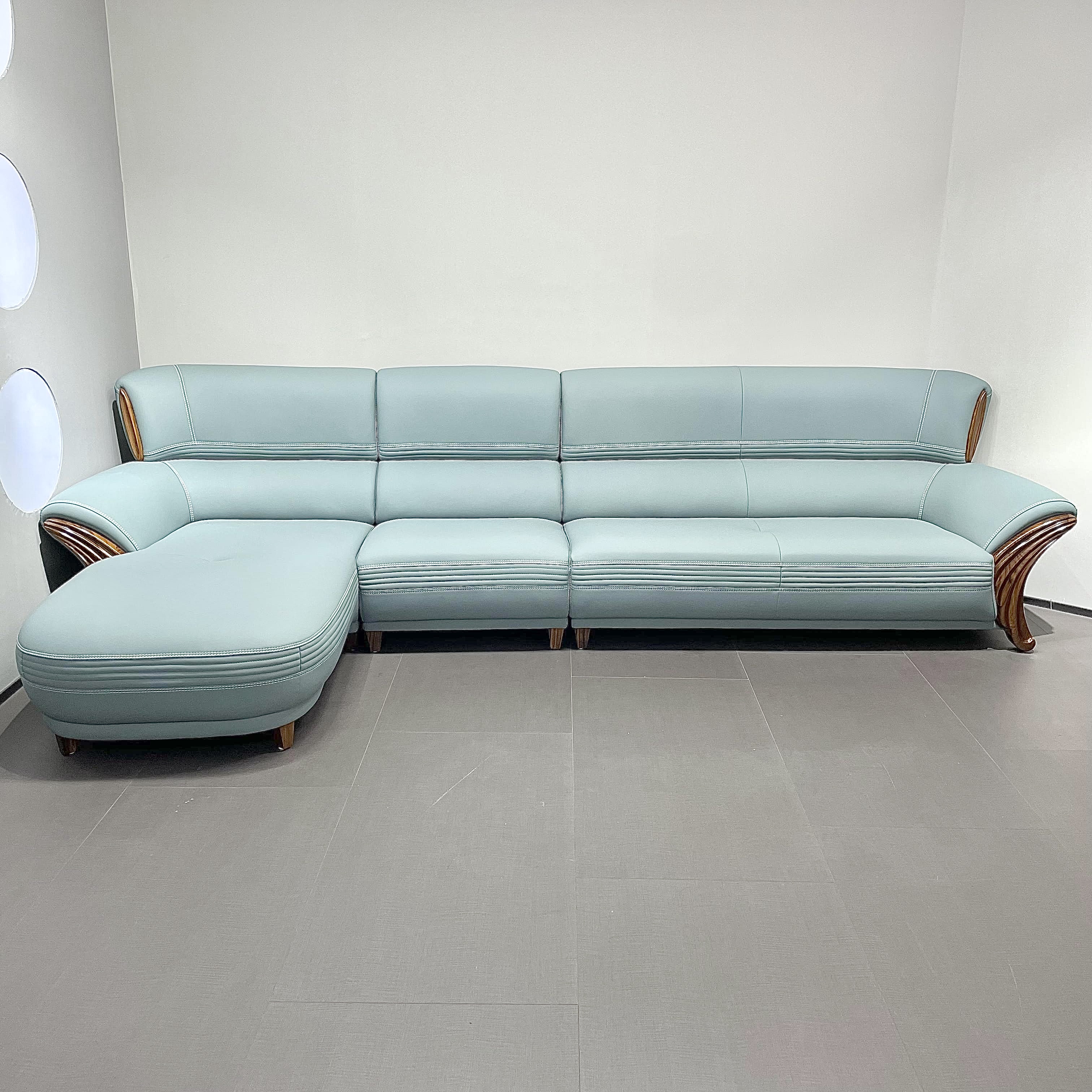 橙奢现代中式乌金木头层黄牛皮组合简约客厅沙发365-95-95贵180