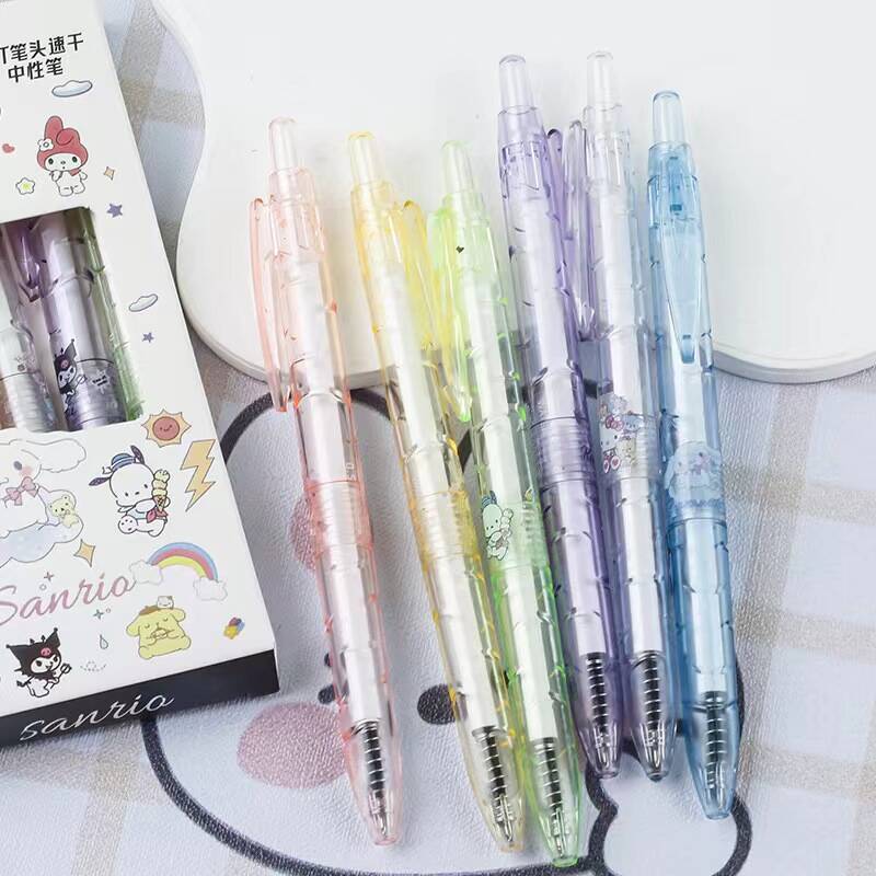 【三丽鸥系列宝特瓶套装笔】中性笔st笔头黑色0.5mm 一套6支装