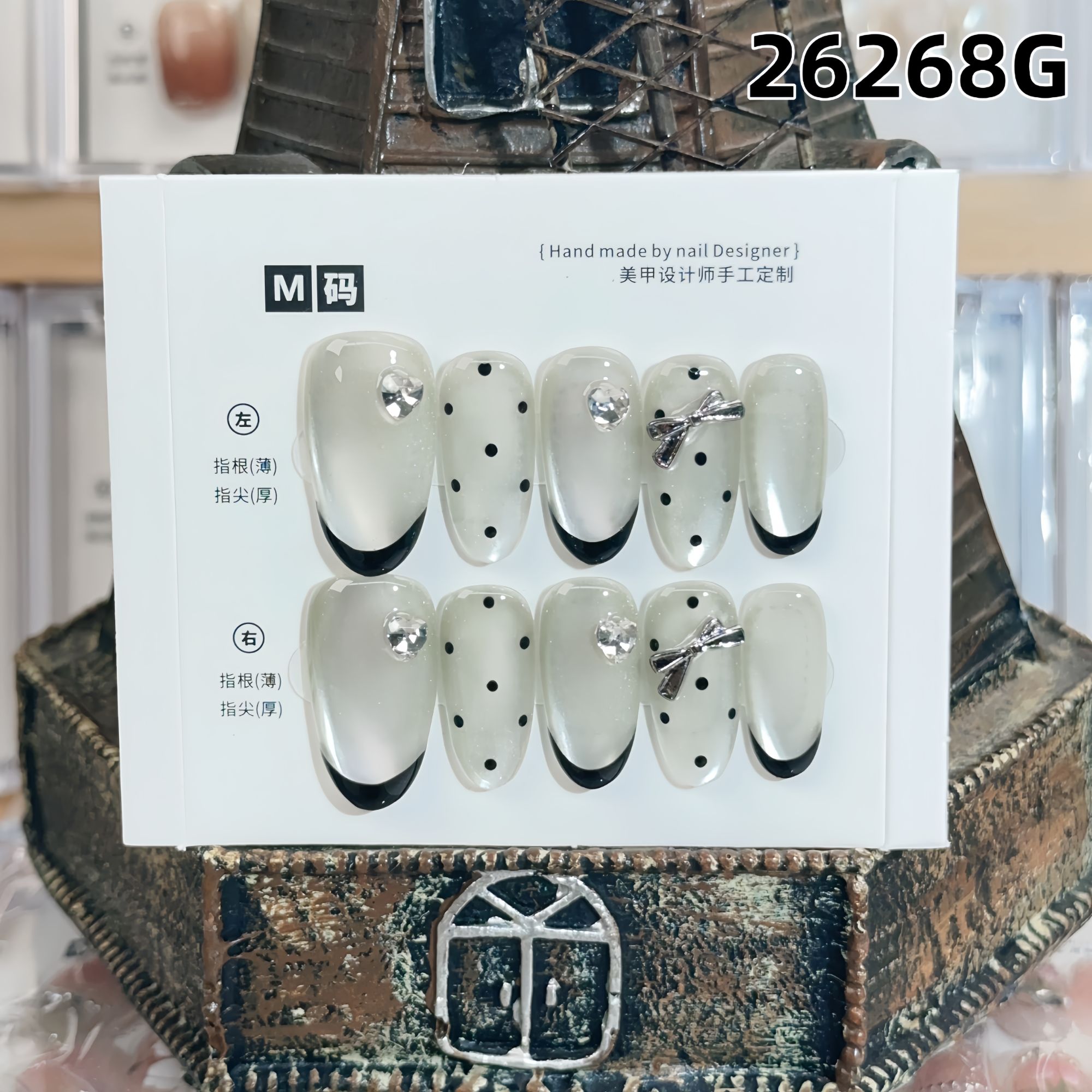 学长设计穿戴甲  编号26268G  法式浪漫（中椭圆）