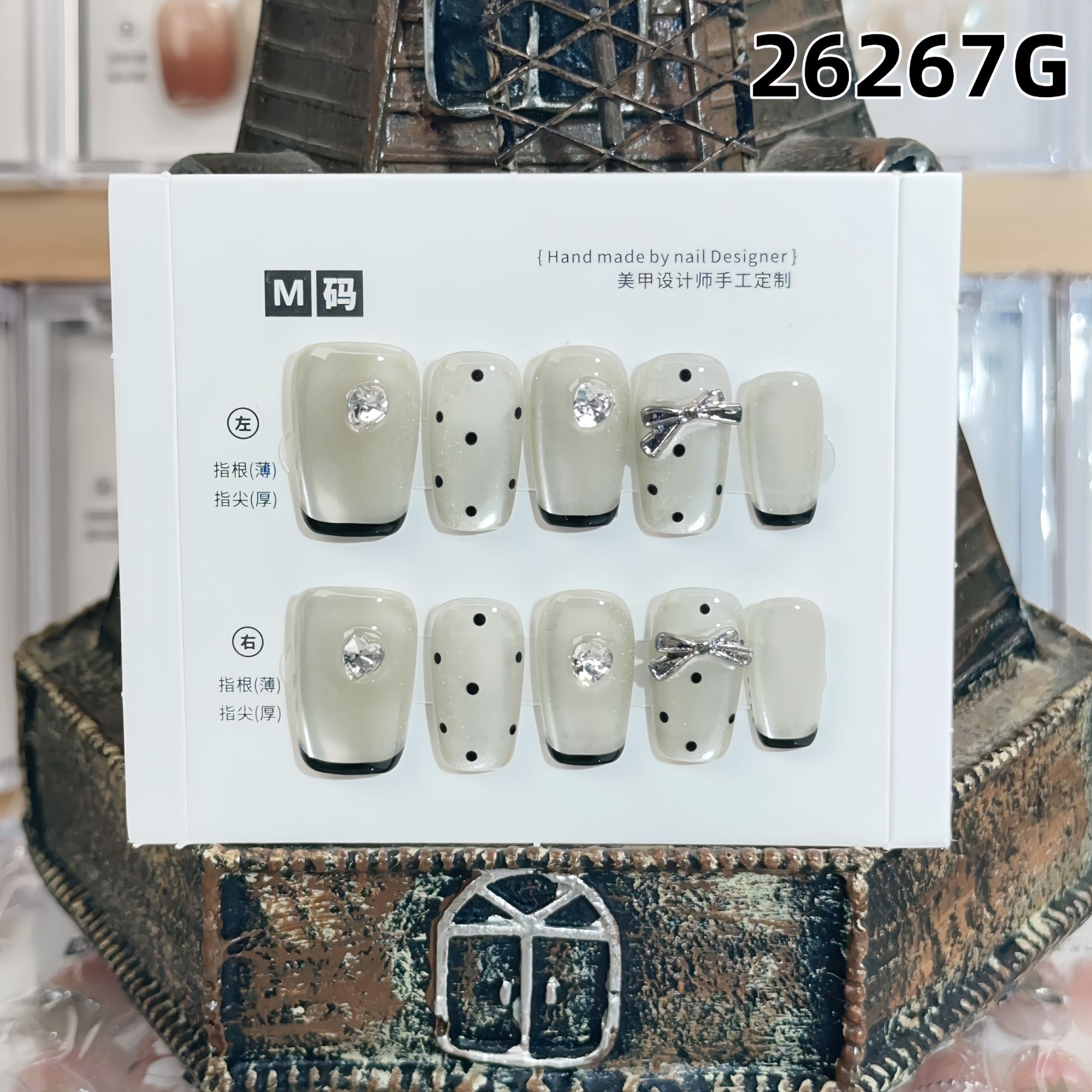 学长设计穿戴甲  编号26267G  法式浪漫（短梯）