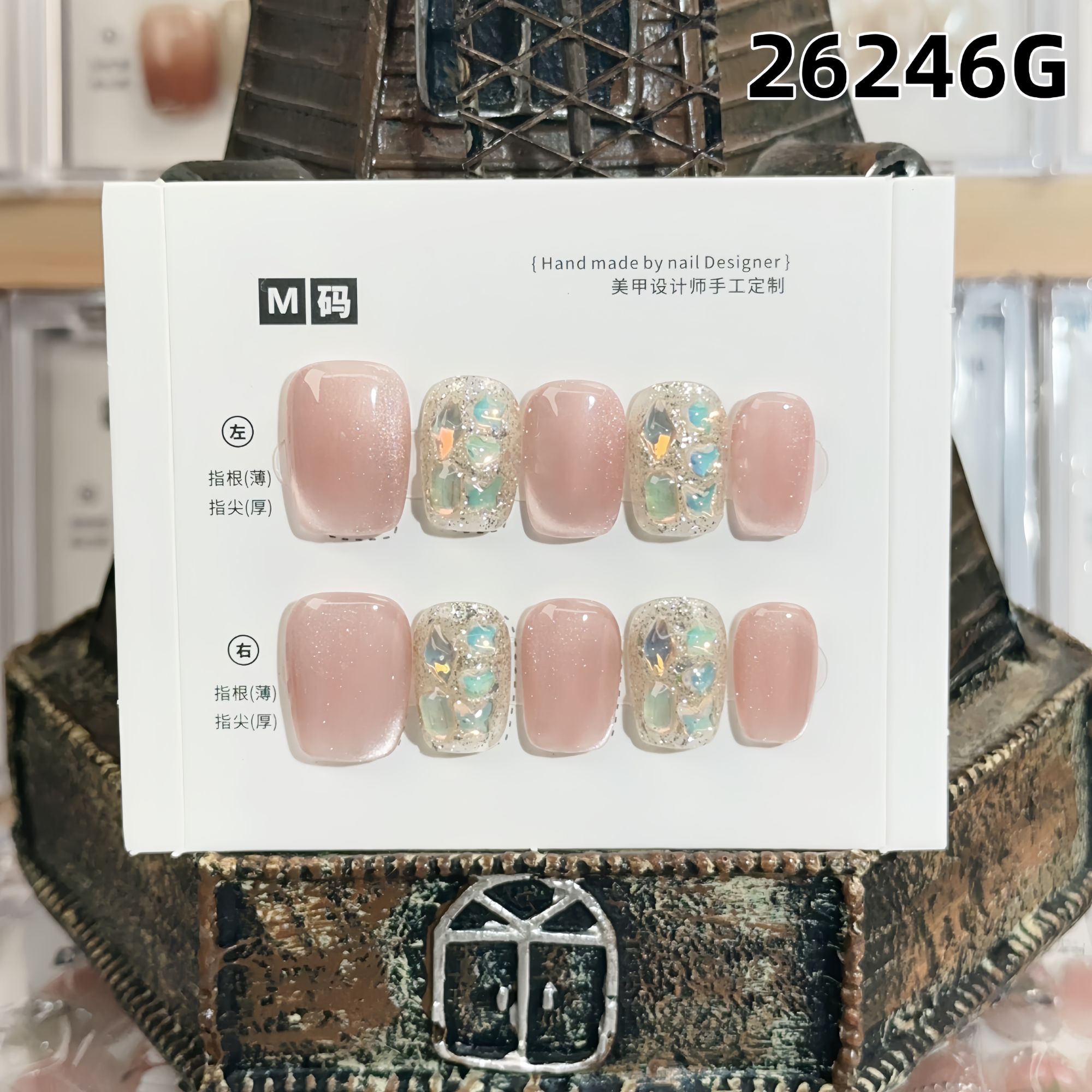学长设计穿戴甲  编号26246G   茉莉花香（短方）