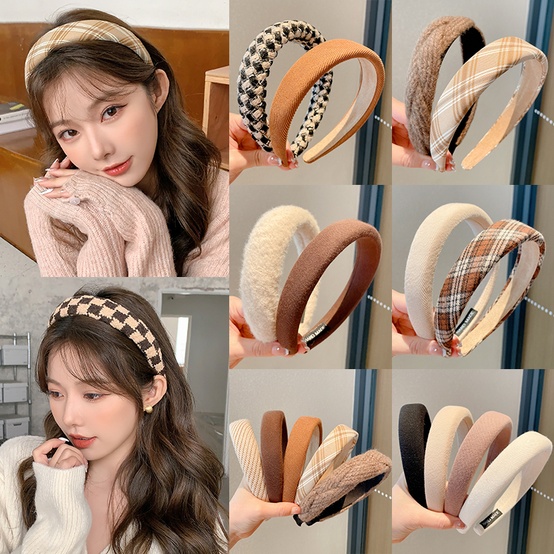 高级感咖色海绵发箍女高颅顶头箍外出百搭发饰