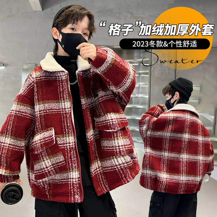 普通外套休闲冬季格子男童中大童