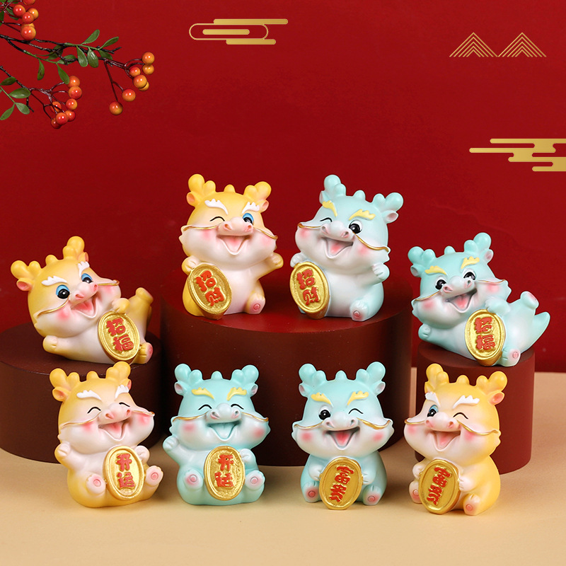 龙生肖批发新年可爱小龙国潮公仔手办桌面小摆件龙年吉祥物摆件