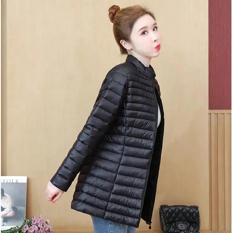 领格2023新款羽绒羽绒服女中长款轻薄羽绒服韩版大码修身洋气棉服