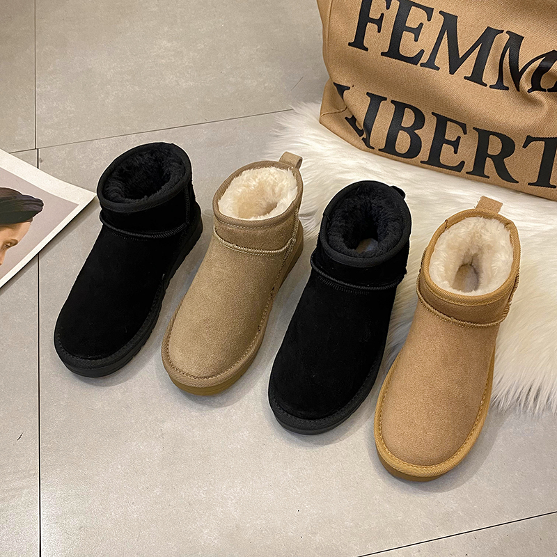 秋冬季回力休闲鞋真皮加绒雪地靴女保暖加厚百搭经典短靴子